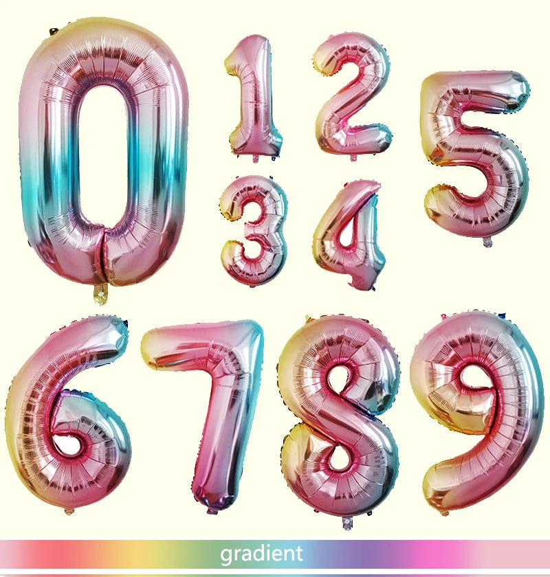 16 32 Inch Foil Birthday Balloons Number Ballon Figures Wedding Happy Birthday Party Decorations Kid Baloons Birthday