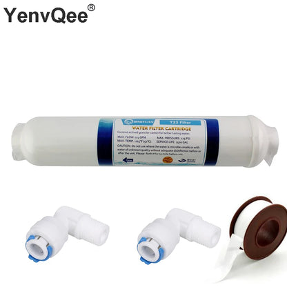 10 Inch T33 with fittings Water Purifier INLINE COCONUT Carbon Post  WATER FILTER 5MICRON CARBON  FILTER FOR REVERSE OSMOSIS