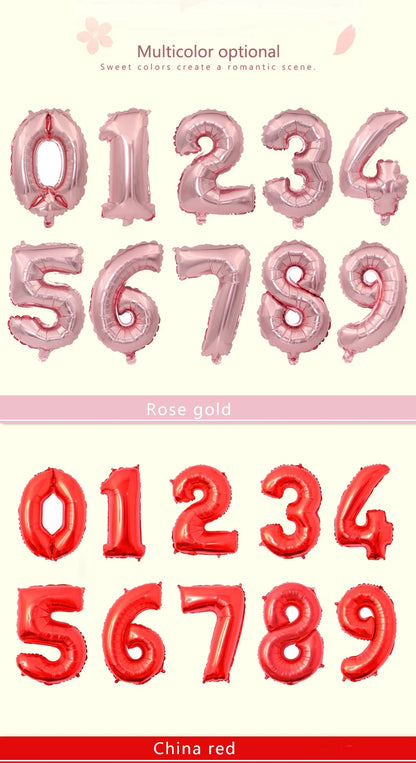 16 32 Inch Foil Birthday Balloons Number Ballon Figures Wedding Happy Birthday Party Decorations Kid Baloons Birthday