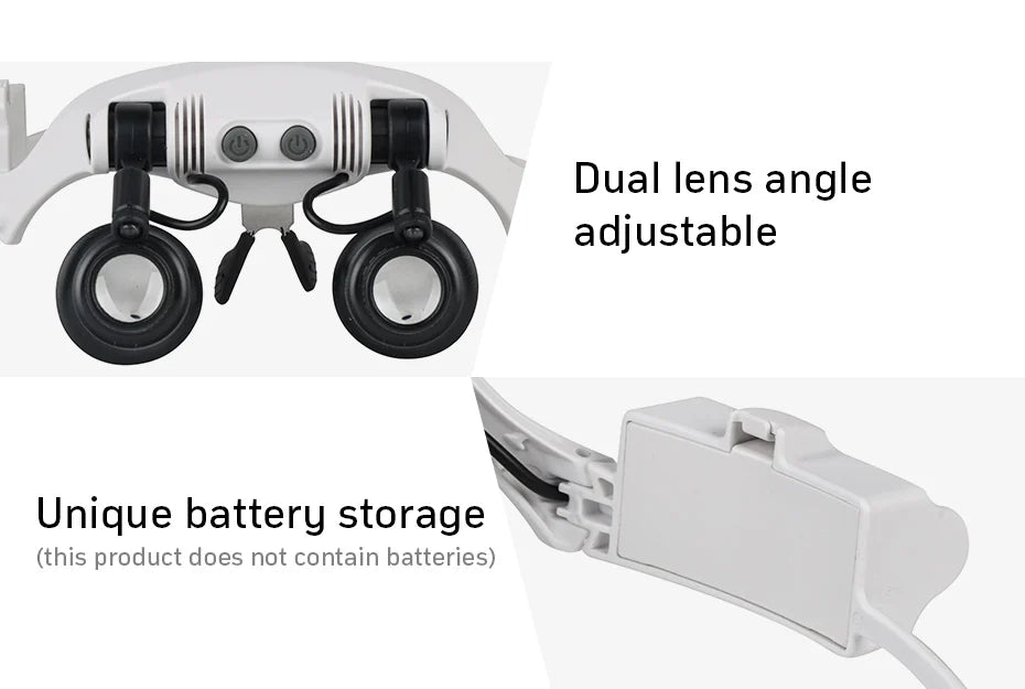 Magnifying Glasses 10X 15X 20X 25X 2LED Light Lamp Head Loupe Jeweler Headband Magnifier Eye Glasses Optical Glass Tool Repair
