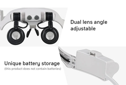 Magnifying Glasses 10X 15X 20X 25X 2LED Light Lamp Head Loupe Jeweler Headband Magnifier Eye Glasses Optical Glass Tool Repair