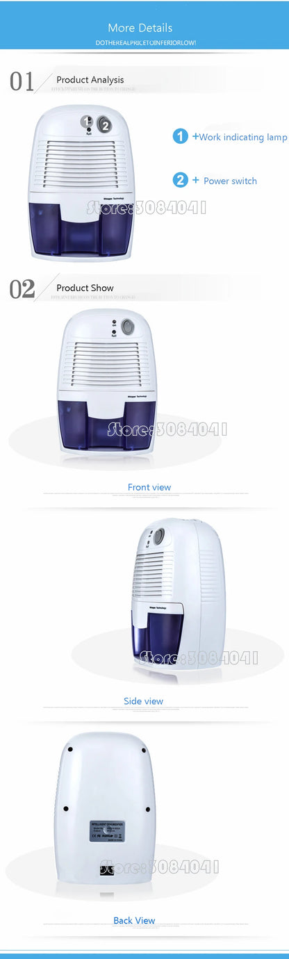 Portable Dehumidifier Air Purifier USB Mute Moisture Absorbers Air Dryer For Home Room Office Kitchen Deodorizer Dryer