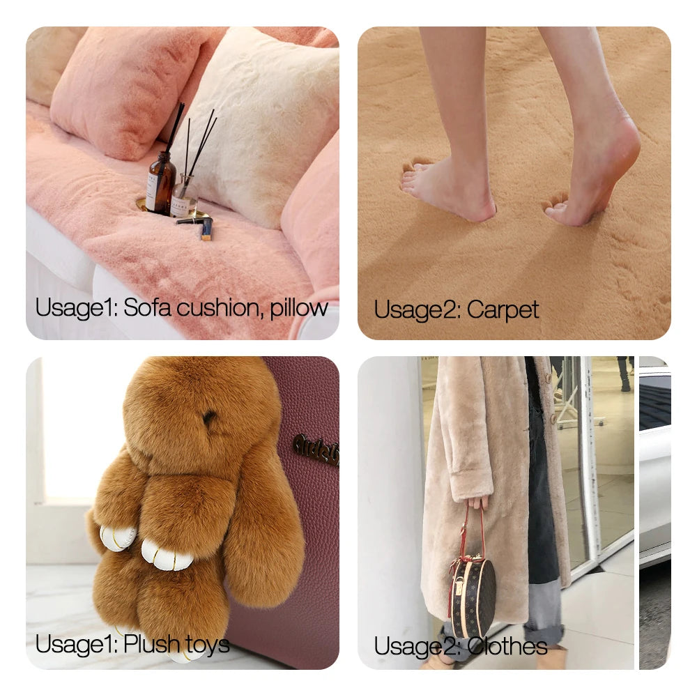 1Pcs 50/80/160cm Faux Rabbit Fur Fabric 100% Polyester 10mm Pile Super Soft Plush Fabric For Handmade Stuffed Toys Sewing Fabric