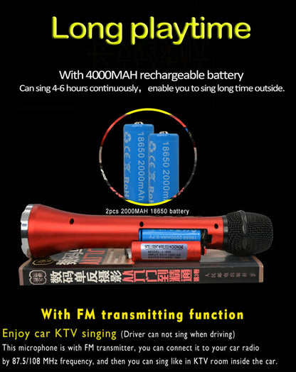 XIAOKOA L-698 15W Wireless Karaoke Microphone Bluetooth Speaker 4000mah 2in1 Handheld Sing&Recording KTV Player for iOS/Android