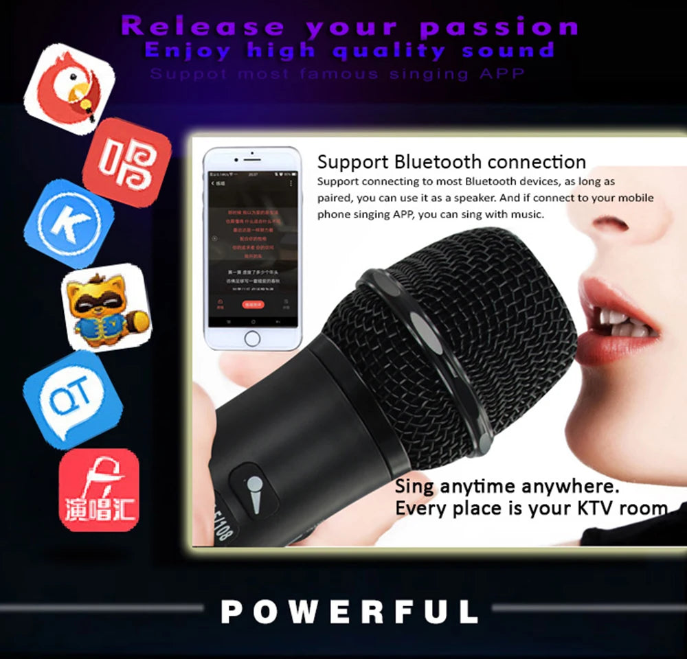 XIAOKOA L-698 15W Wireless Karaoke Microphone Bluetooth Speaker 4000mah 2in1 Handheld Sing&Recording KTV Player for iOS/Android
