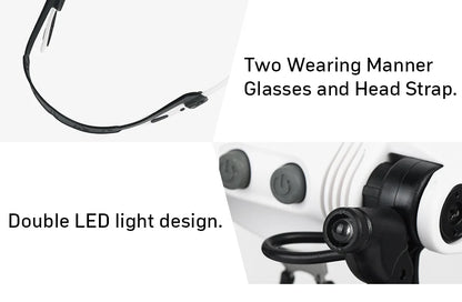 Magnifying Glasses 10X 15X 20X 25X 2LED Light Lamp Head Loupe Jeweler Headband Magnifier Eye Glasses Optical Glass Tool Repair