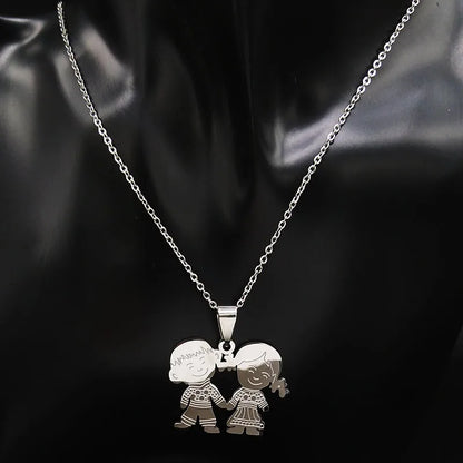 Boy Girl Child Kid Stainless Steel Necklaces Women Gold Color Mothers and Children Necklaces Jewelry Mother's Day Gift N519S01