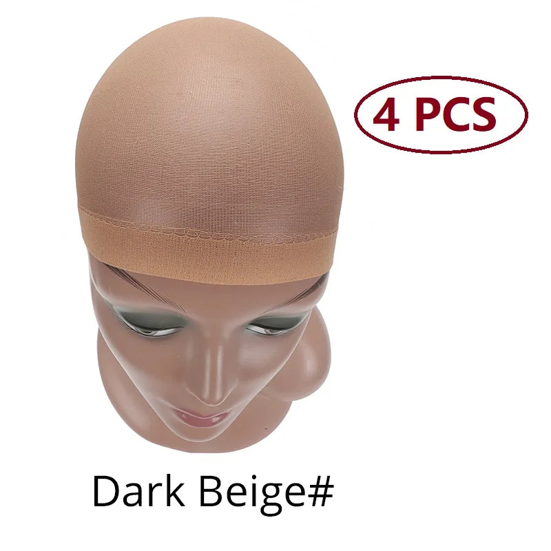 Nunify Nude Stocking Wig Cap Mesh Net Bald Cap For Install Wigs 2Pcs/Pack Free Size Strechy Stocking Cap Breathable Hairnet