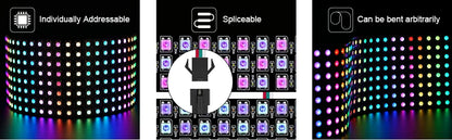 1-10Pcs WS2812B RGB Flexible 16x16 8x32 256Leds Pixel Panel Matrix Screen Led Module WS2812 IC ECO Individually Addressable DC5V