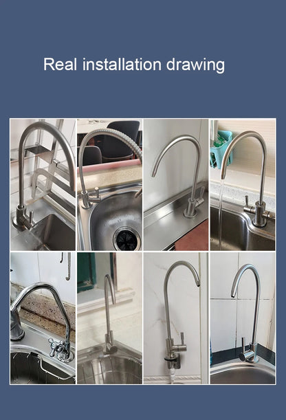304 Stainless Steel Kitchen Water Faucet Chrome Plated 1/4 Inch Connect Reverse Osmosis Faucet For Drinking Water Purifier