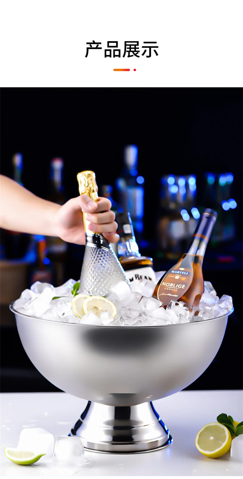 Aixiangru 13.5L Ice Bucket With Deer Head Handle Beer Holde Whiskey Wine Cooler Stainless Steel Champagne Basin Bar Accessories