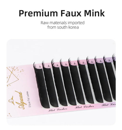 AGUUD Matte Dark Black Ellipse Flat Lashes 0.15 0.20 B C CC D DD Double Split Tip Individual Flat False Eyelashes Makeup Cilia
