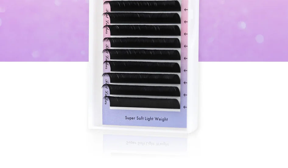 AGUUD Matte Dark Black Ellipse Flat Lashes 0.15 0.20 B C CC D DD Double Split Tip Individual Flat False Eyelashes Makeup Cilia