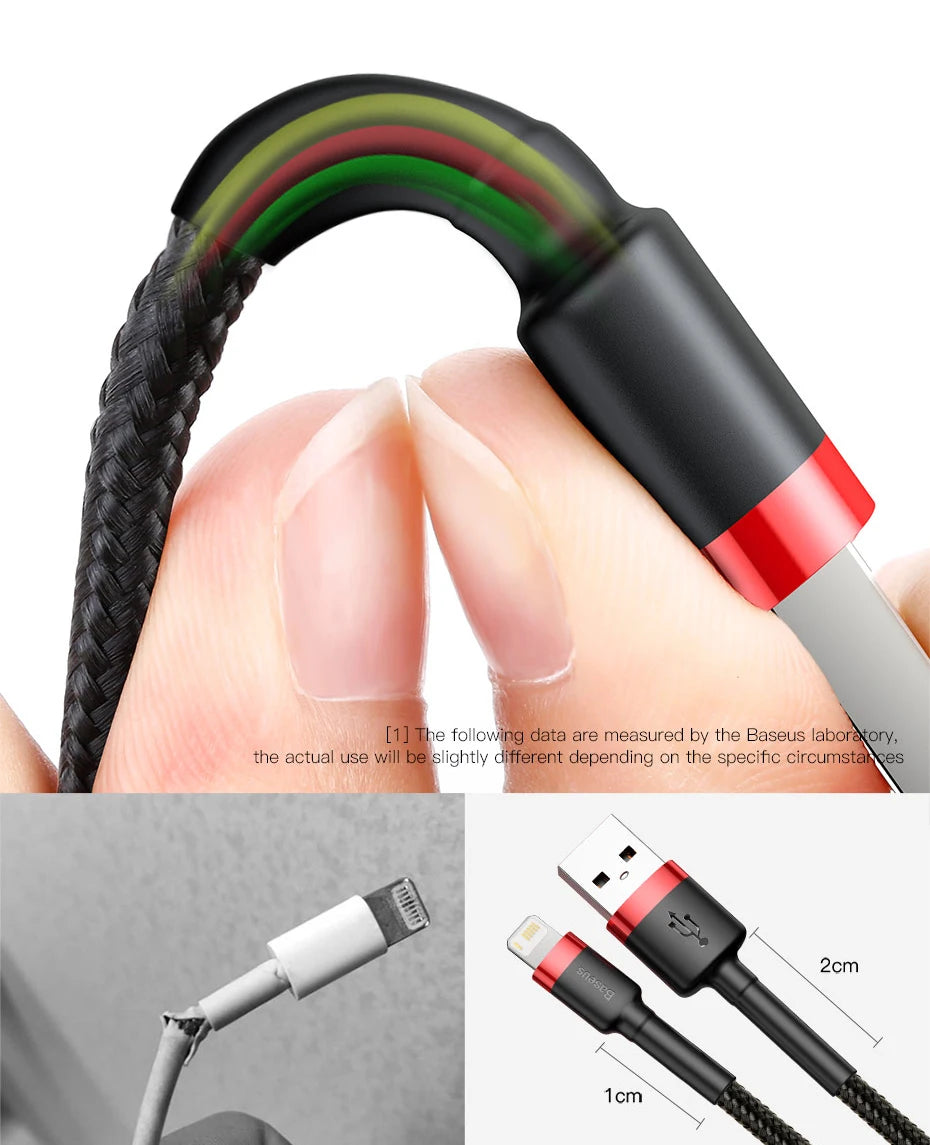 Baseus 7Pin Charge Cable for iPhone 14 13 12 11 Xs X 8 Plus Cable Fast Charging Cable for iPhone iPad Charge Cable USB Data Line
