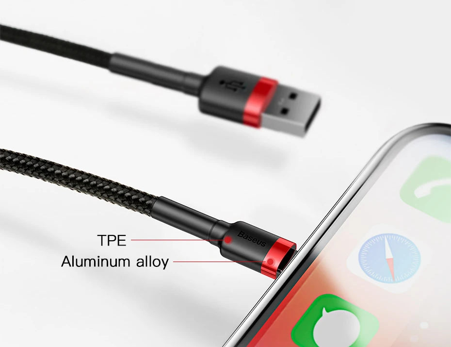 Baseus 7Pin Charge Cable for iPhone 14 13 12 11 Xs X 8 Plus Cable Fast Charging Cable for iPhone iPad Charge Cable USB Data Line