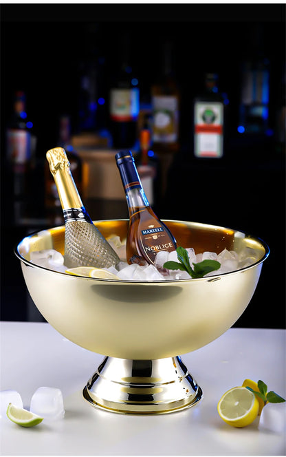 Aixiangru 13.5L Ice Bucket With Deer Head Handle Beer Holde Whiskey Wine Cooler Stainless Steel Champagne Basin Bar Accessories