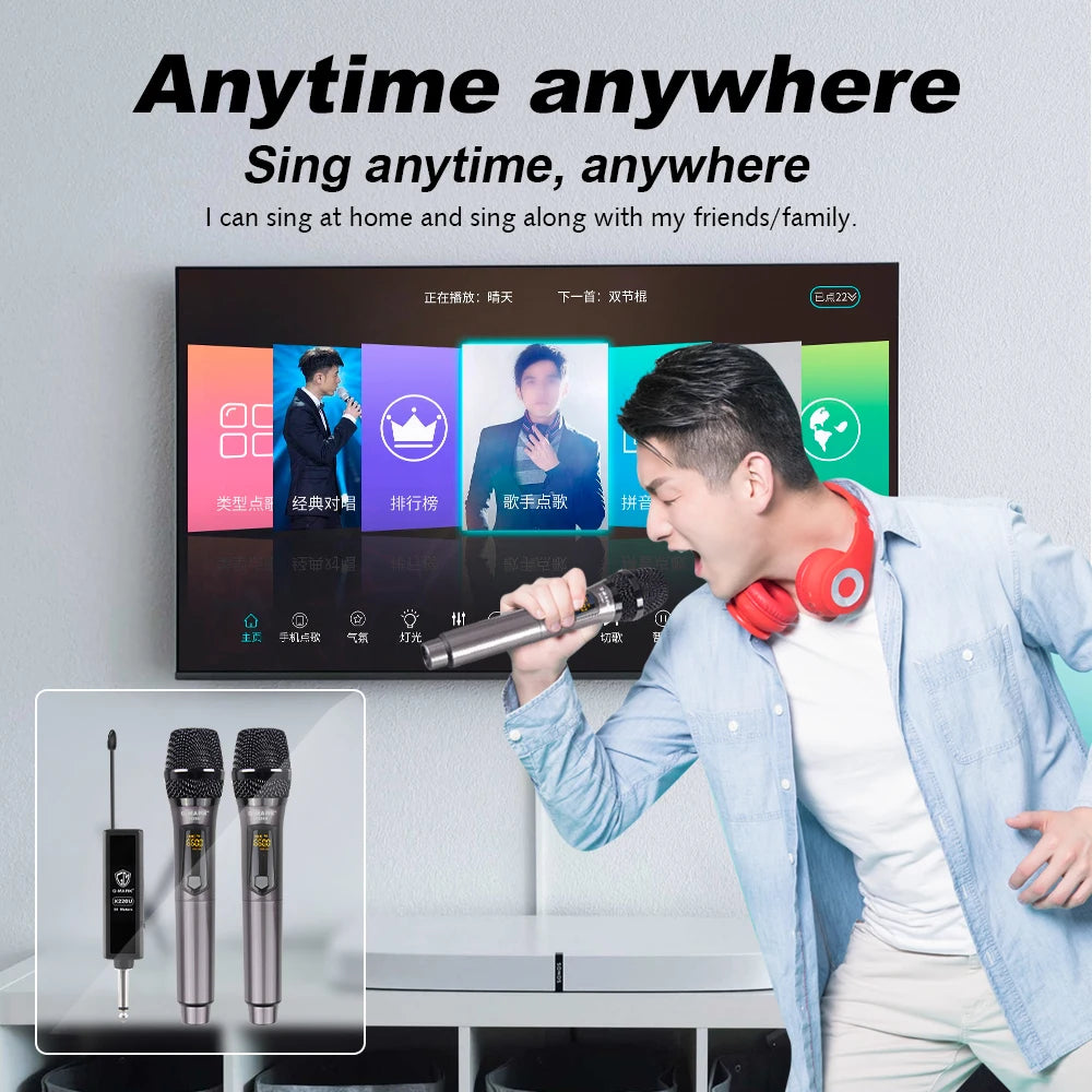 Wireless Microphone G-MARK X220U UHF Karaoke Mic With Rechargeable Lithium Battery Receiver Work 5 Hours For Speakers