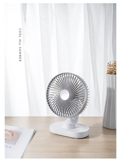 Electric USB Auto Rotation Desktop Fan 3600mAh Rechargeable Air Cooling Conditioner 4 Speed Wind Silent Portable for Home Office