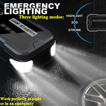MultiFunction 4 in 1 Car Jump Starter with Air Compressor 150PSI Wireless Emergency Power Supply Battery Booster with Power Bank