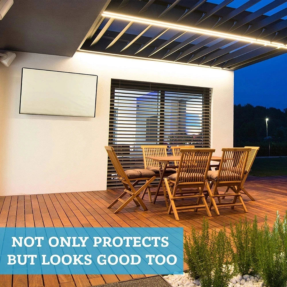 Off-White Premium Waterproof Outdoor TV Protective Cover, Weatherproof Outdoor TV Housing