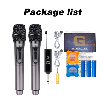 Wireless Microphone G-MARK X220U UHF Karaoke Mic With Rechargeable Lithium Battery Receiver Work 5 Hours For Speakers