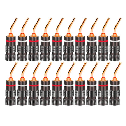 20pcs/10pairs BANANA PLUGS 24K Gold-plated 4MM Banana Connector with Screw Lock For Audio Jack Speaker Plugs Black&Red