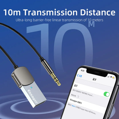 Essager Bluetooth-compatible Car Audio Cable Transmitter Wireless Receiver Car AUX 3.5mm Jack Adapter Cable Speaker Transmitter