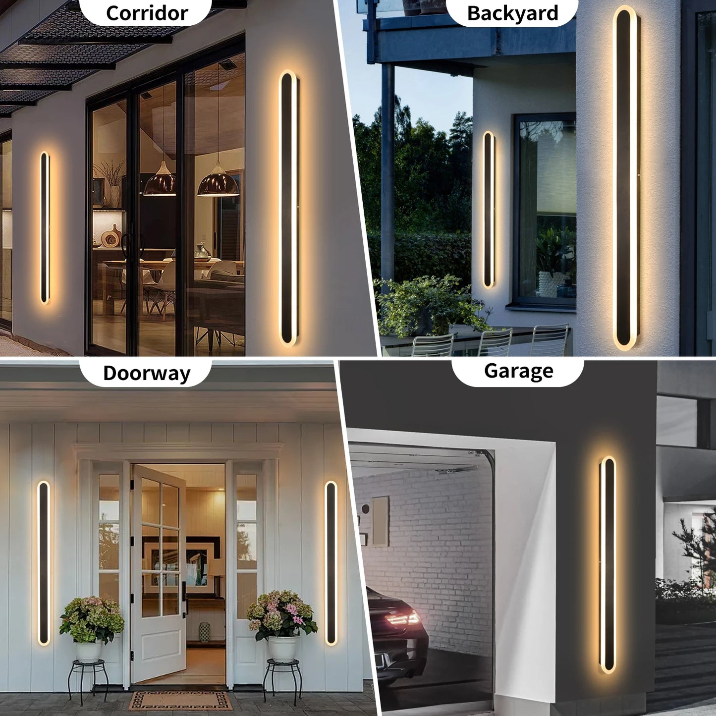 Outdoor Wall Light for House Modern Black LED  Exterior  Wall SconceWarm Light Wall Mount Lighting for Doorway Garden Garage