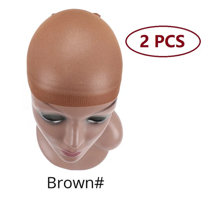 Nunify Nude Stocking Wig Cap Mesh Net Bald Cap For Install Wigs 2Pcs/Pack Free Size Strechy Stocking Cap Breathable Hairnet