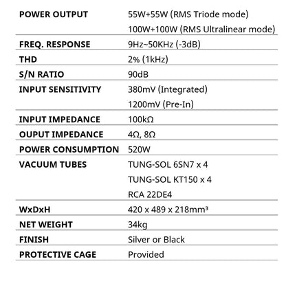 CS-150A Tungsol KT150 High Power Vaccum Tube Integrated Amplifier