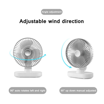 Electric USB Auto Rotation Desktop Fan 3600mAh Rechargeable Air Cooling Conditioner 4 Speed Wind Silent Portable for Home Office