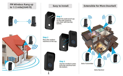 Wifi Smart Video Doorbell Smart Home Phone Security Camera With Intercom Voice Changer.