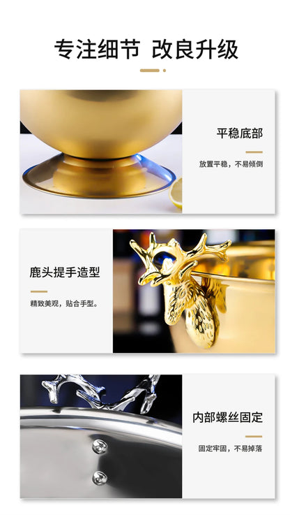 Aixiangru 13.5L Ice Bucket With Deer Head Handle Beer Holde Whiskey Wine Cooler Stainless Steel Champagne Basin Bar Accessories