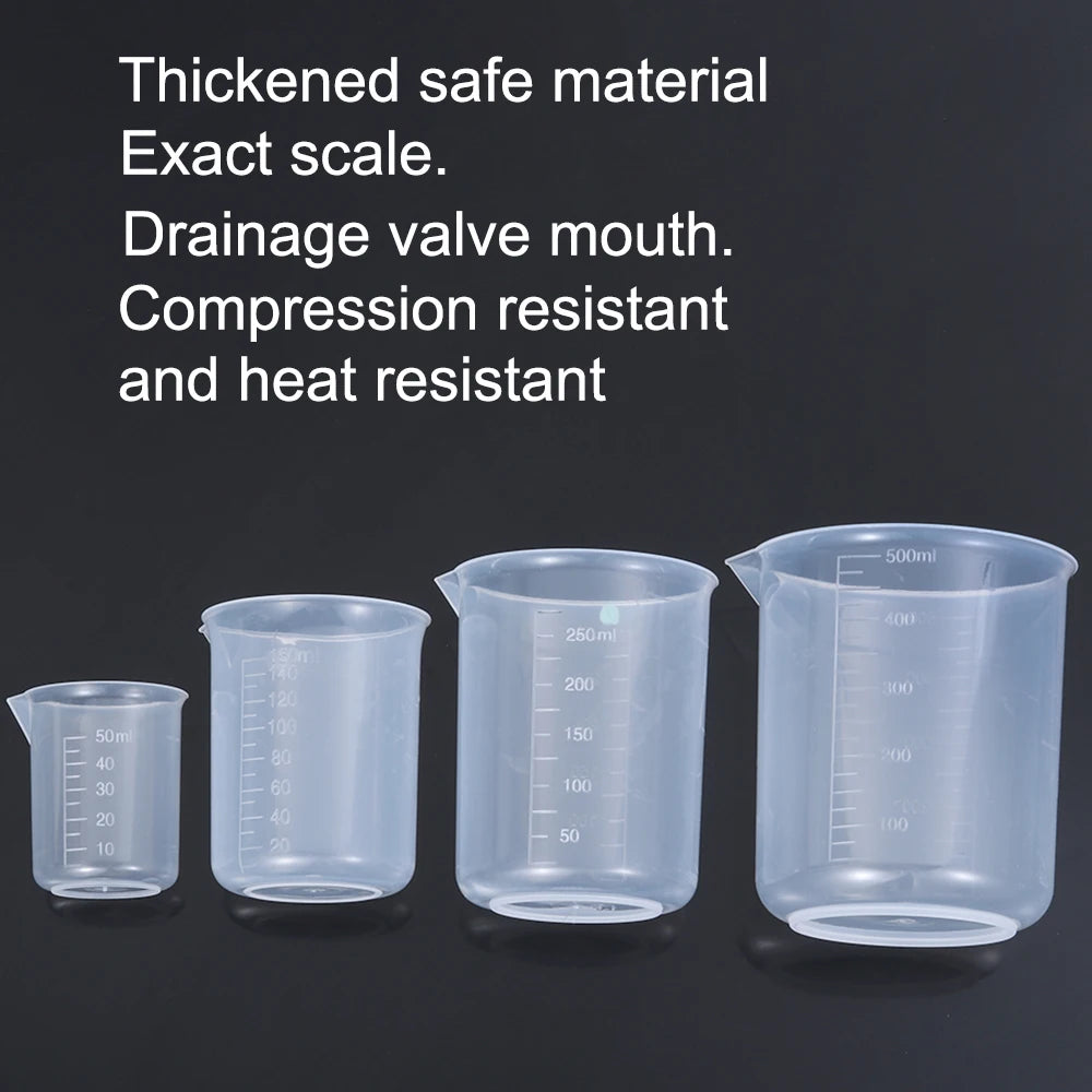 Measuring Cup Transparent Plastic Laboratory Beaker Graduated Liquid Jug Cup Kitchen Baking Cooking Measurement Scale Container