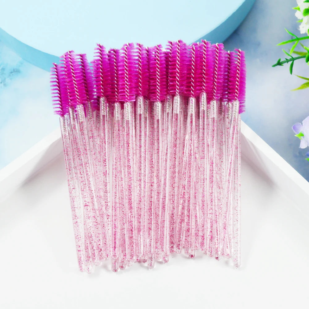 QSTY Disposable Crystal Eyelash Brush Comb 50Pcs/pack Eye Lashes Extension Mascara Wands Makeup Professional Beauty Tool