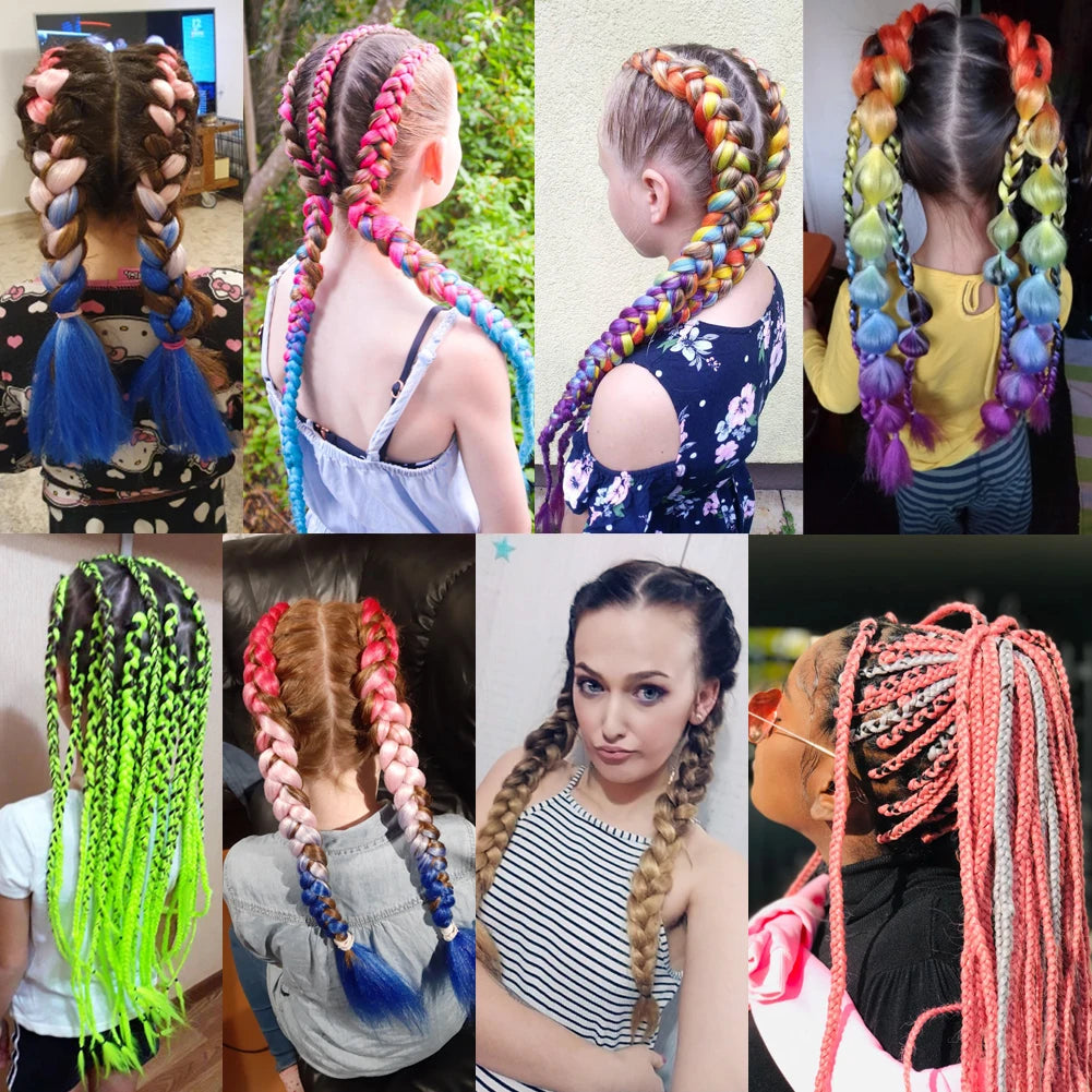 Braiding Hair Pre-stretched 26 Inch Hair Extensions for Afro Crochet Braids Synthetic Hair DIY Purple Pink Peach Red Jumbo Braid