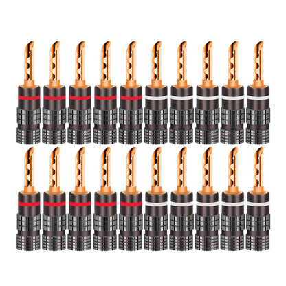 20pcs/10pairs BANANA PLUGS 24K Gold-plated 4MM Banana Connector with Screw Lock For Audio Jack Speaker Plugs Black&Red