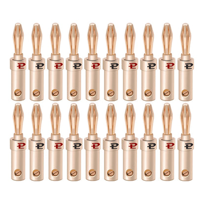 20pcs/10pairs BANANA PLUGS 24K Gold-plated 4MM Banana Connector with Screw Lock For Audio Jack Speaker Plugs Black&Red