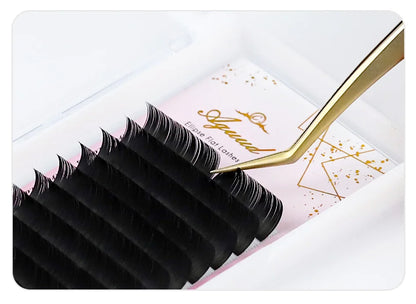 AGUUD Matte Dark Black Ellipse Flat Lashes 0.15 0.20 B C CC D DD Double Split Tip Individual Flat False Eyelashes Makeup Cilia