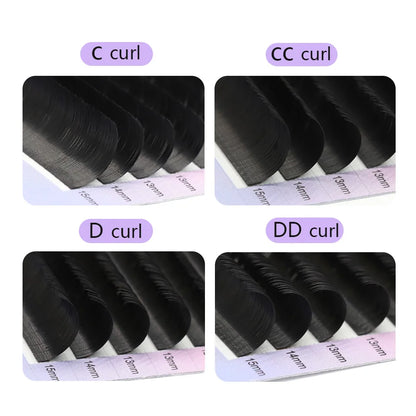 AGUUD Matte Dark Black Ellipse Flat Lashes 0.15 0.20 B C CC D DD Double Split Tip Individual Flat False Eyelashes Makeup Cilia
