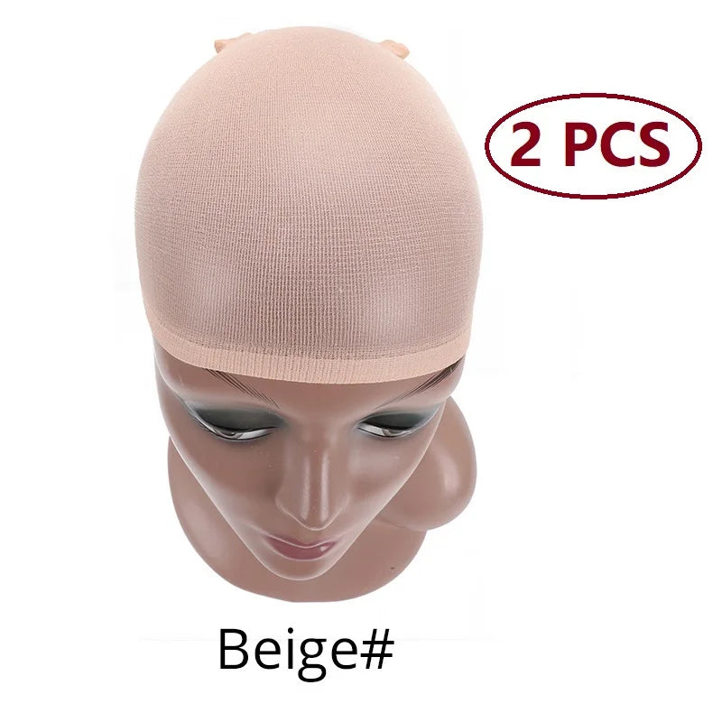 Nunify Nude Stocking Wig Cap Mesh Net Bald Cap For Install Wigs 2Pcs/Pack Free Size Strechy Stocking Cap Breathable Hairnet