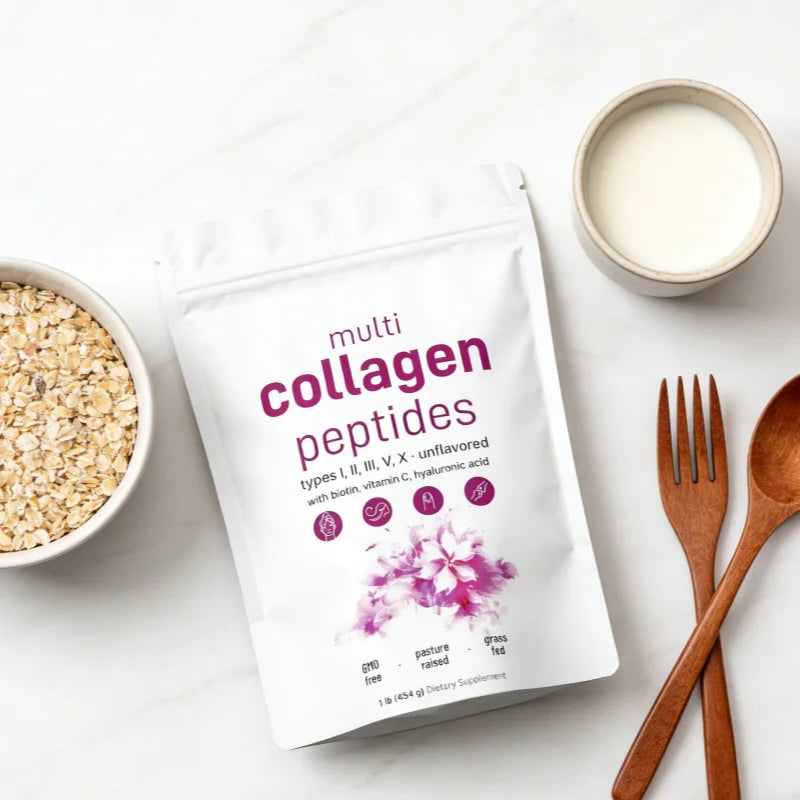 High Potency Collagen Peptides Powder Hyaluronic Acid Vitamin C Private Label Skin Hair Nail Health Boost
