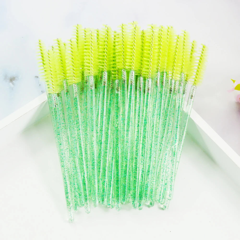QSTY Disposable Crystal Eyelash Brush Comb 50Pcs/pack Eye Lashes Extension Mascara Wands Makeup Professional Beauty Tool