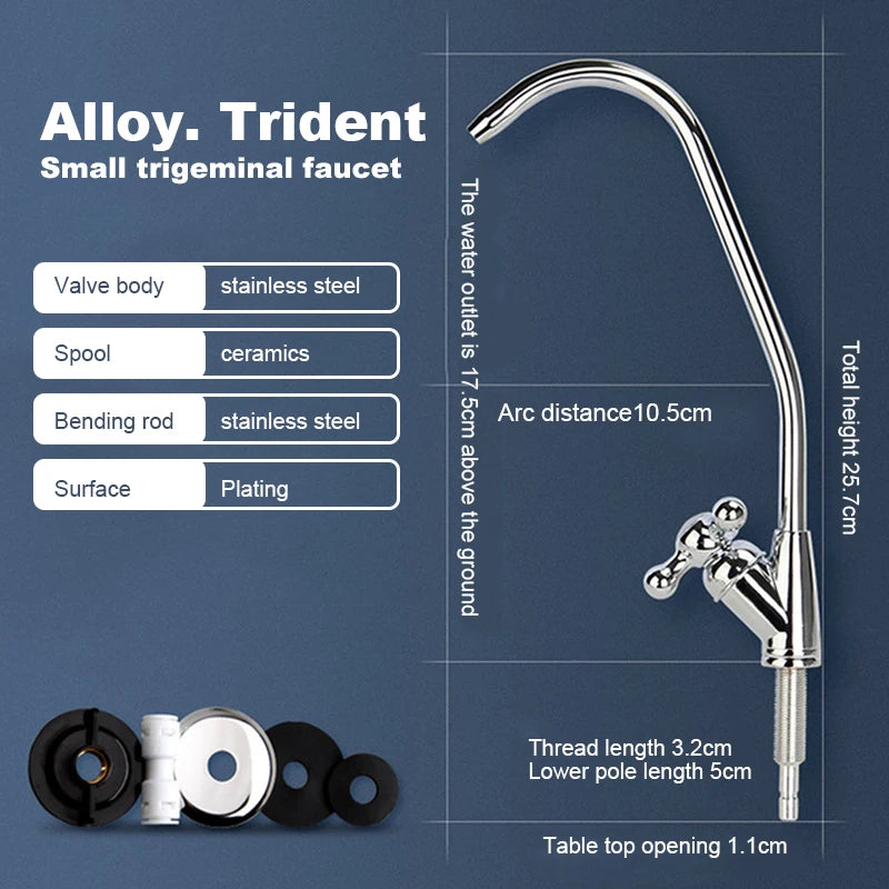 304 Stainless Steel Kitchen Water Faucet Chrome Plated 1/4 Inch Connect Reverse Osmosis Faucet For Drinking Water Purifier