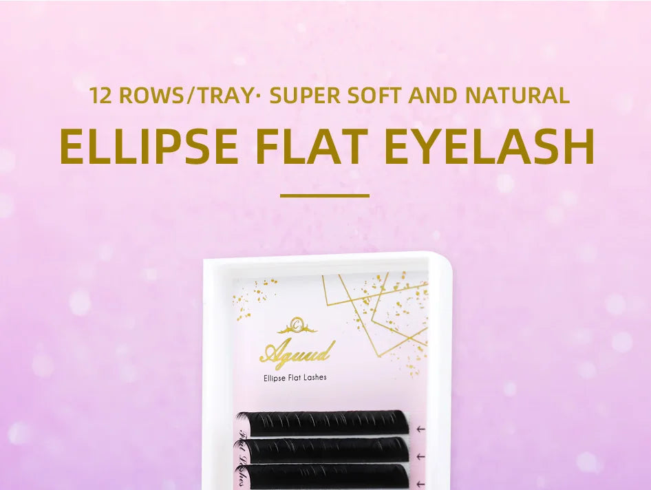 AGUUD Matte Dark Black Ellipse Flat Lashes 0.15 0.20 B C CC D DD Double Split Tip Individual Flat False Eyelashes Makeup Cilia