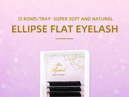 AGUUD Matte Dark Black Ellipse Flat Lashes 0.15 0.20 B C CC D DD Double Split Tip Individual Flat False Eyelashes Makeup Cilia