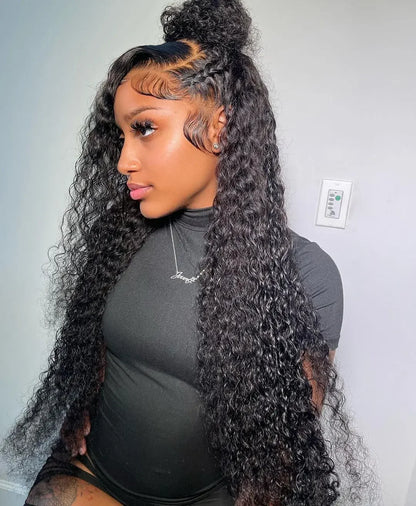 40 46 Inch 13x4 13x6 HD Deep Wave Lace Frontal Wig Brazilian Loose Water Curly Lace Front Human Hair Wigs For Women 300% Density