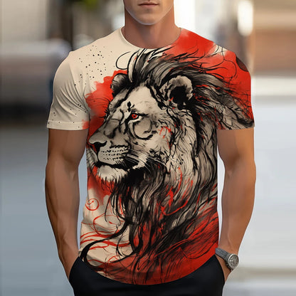 Lion Animal Pattern 3D Print T-Shirts Men Streetwear Hip Hop Short Sleeve T Shirt Oversized Tees Harajuku Y2k Tops Kids Clothing