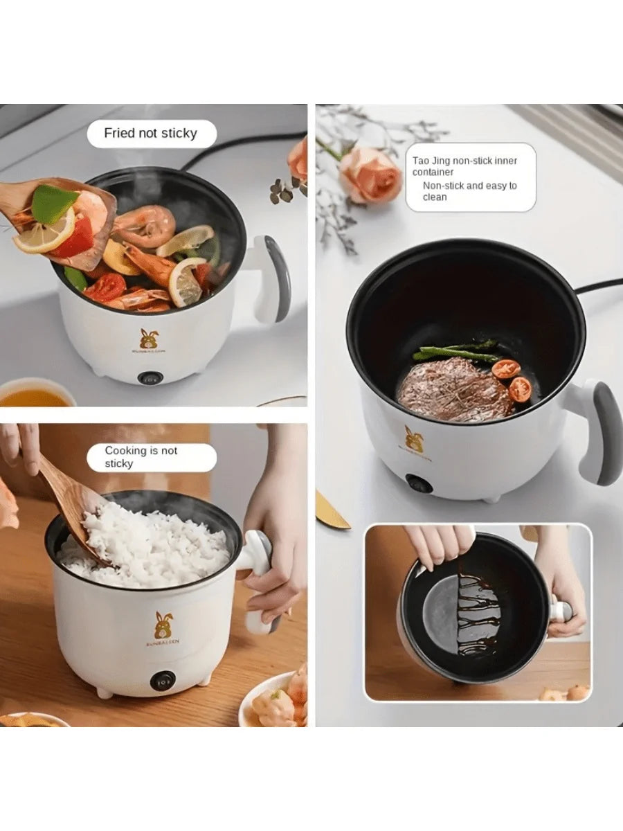 RS18Mini Multifunctional Electric Cooker for Students Dormitory Rice Cooker  Dual Heat Levels for Frying/Boiling/Stewing Easy Cl