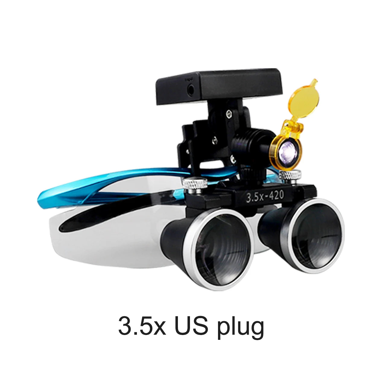 2.5X/3.5X 420mm Dental Loupe Magnifier Binocular Magnifier Surgery Surgical Operation Loupe with Spotlight Head Light 5W LED